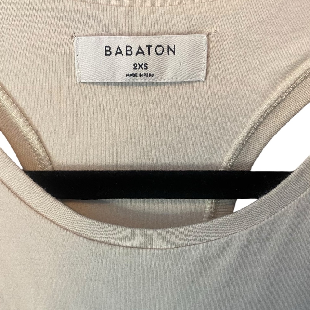 BABATON Aritzia Ruched Bodycon Midi Dress Nude Cream Sleeveless XXS Minimalist - Picture 2 of 5